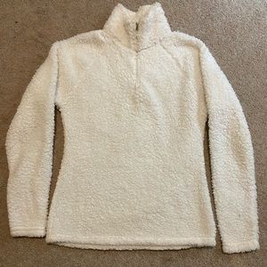White fuzzy quarter zip